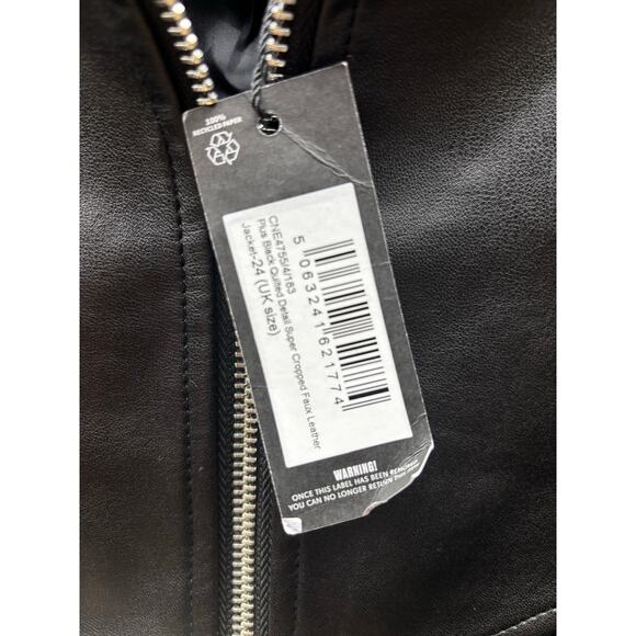 Prettylittlething Faux Leather Cropped Jacket, Size 20 - Picture 2 of 4